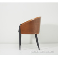 China soft upholstery seat plywood chair with iron leg Supplier